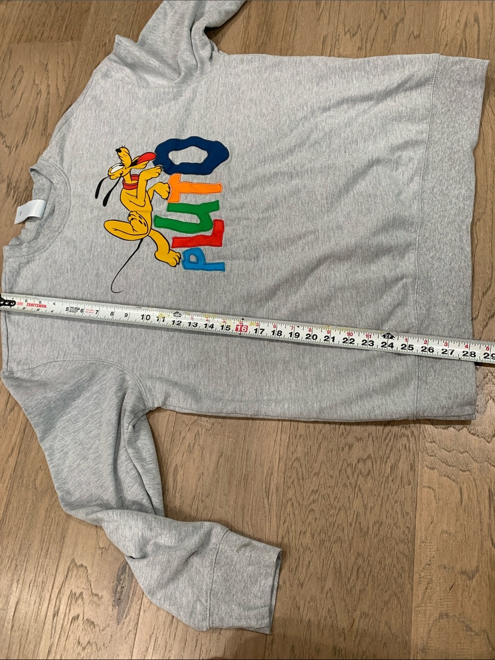 Disney Gray Crewneck Sweatshirt with Colorful Pluto Graphic Size XL - Picture 11 of 14